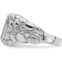 14K White Gold Men's Tapered Band Mounting - Polished Rhodium Finish by Oro Pregiato