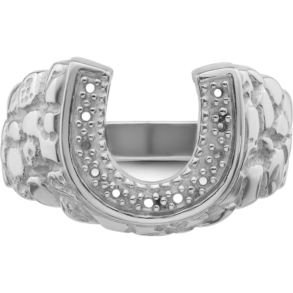 14K White Gold Men's Tapered Band Mounting - Polished Rhodium Finish by Oro Pregiato