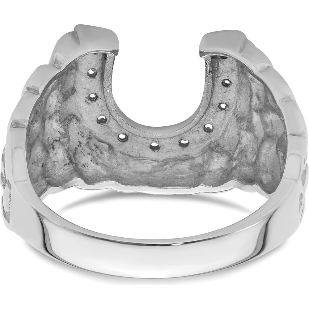14K White Gold Men's Tapered Band Mounting - Polished Rhodium Finish by Oro Pregiato