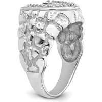 14K White Gold Men's Tapered Band Mounting - Polished Rhodium Finish by Oro Pregiato
