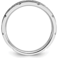 14K White Gold Men's Textured and Polished Solitaire Ring Mounting by IBGoodman