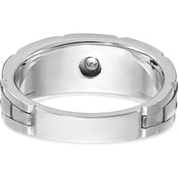 14K White Gold Men's Textured and Polished Solitaire Ring Mounting by IBGoodman