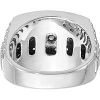 14K White Gold Men's Textured Diamond Cluster Ring with 1 Carat of Black and White Diamonds by IBGoodman