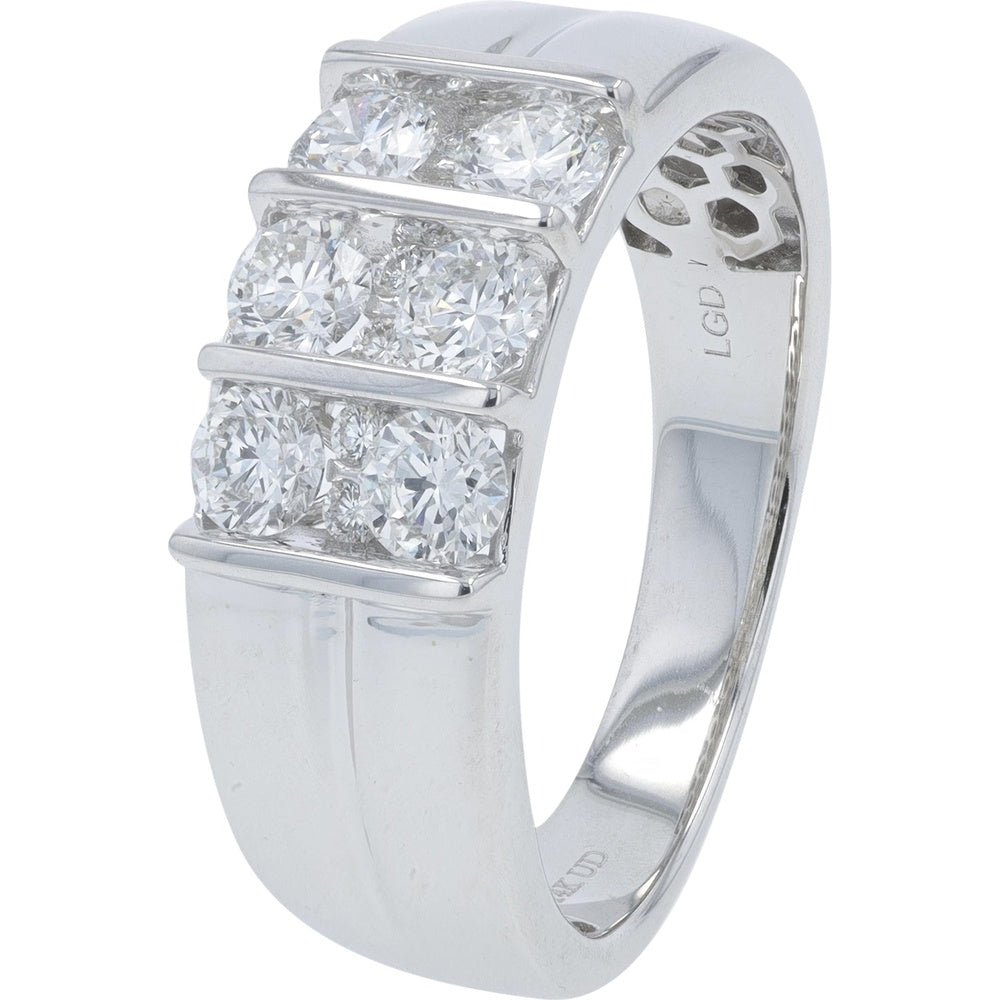 14K White Gold Men's Wedding Band with Channel-Set Round Lab Grown Diamonds - 1.25 Carat Total Diamond Weight