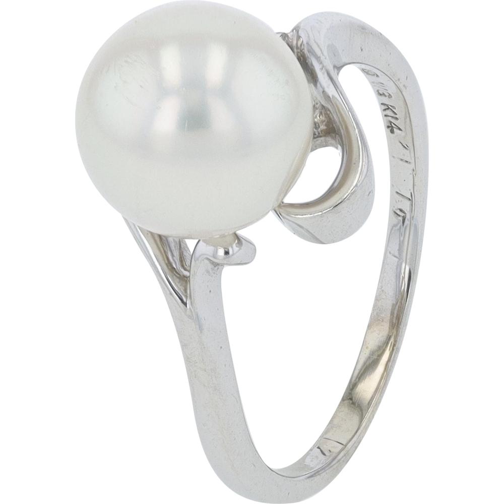 14K White Gold Mikimoto 8.15mm Pearl Ring - Elegant White Gold Pearl Jewelry