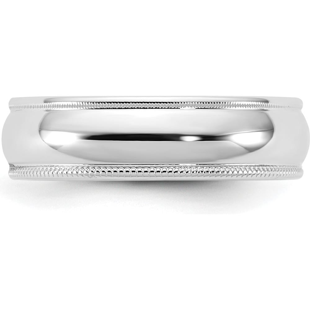 14K White Gold Milgrain Half Round Band - Size 8 by Luciano & Cie