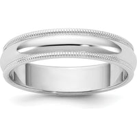 14K White Gold Milgrain Half Round Wedding Band Ring - 4.5mm Width by Luciano & Cie