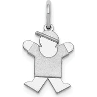 14K White Gold Mini Boy Joy Charm with Textured Back by Oro Pregiato