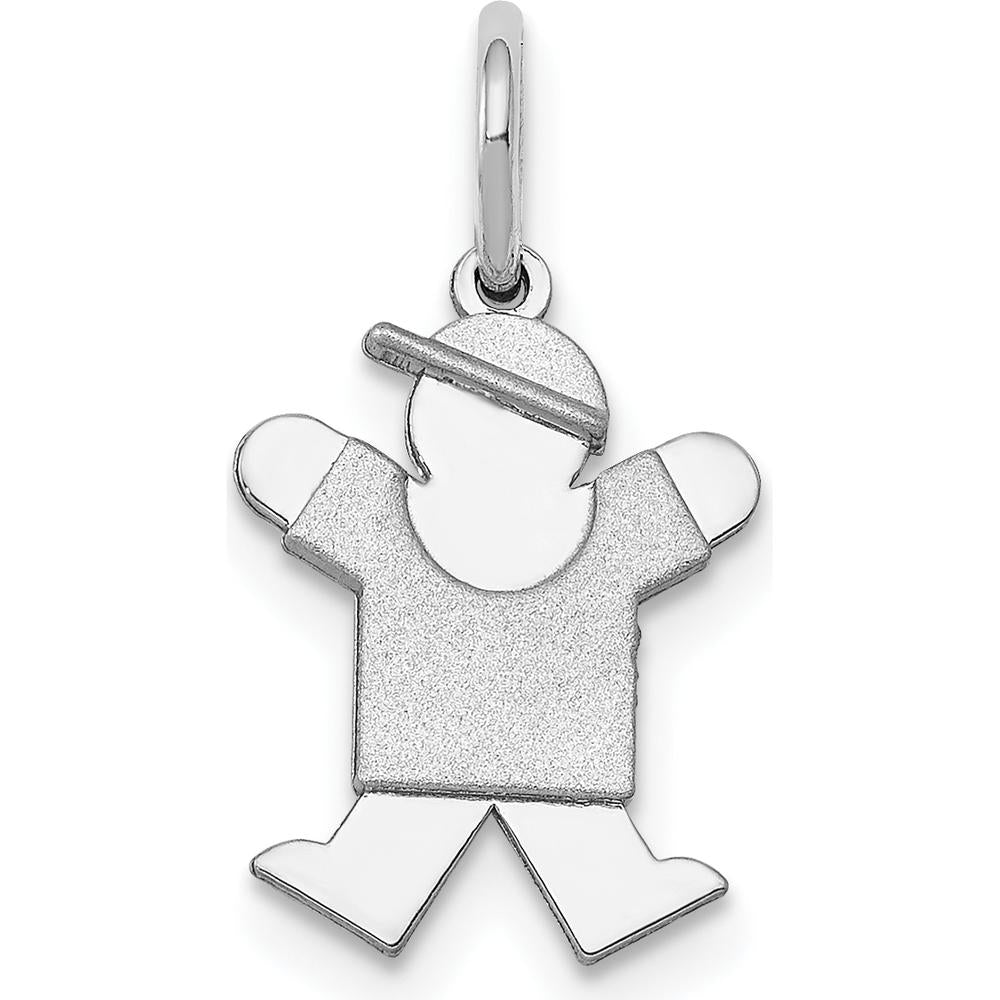 14K White Gold Mini Boy Joy Charm with Textured Back by Oro Pregiato