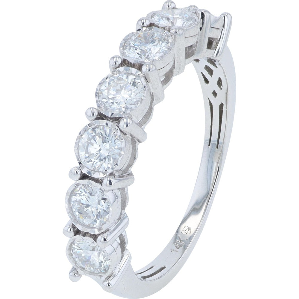 14K White Gold Miracle Set Band with Round Lab Grown Diamonds - 1.00 Carat Total Diamond Weight