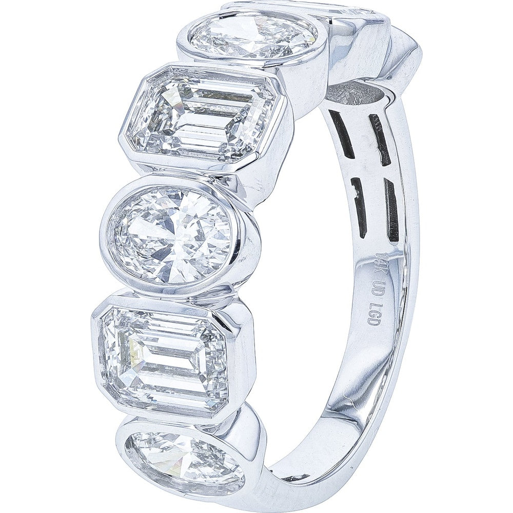 14K White Gold Mixed Cut Bezel Set Lab Grown Diamond Band - 3.00 Carat Total Diamond Weight