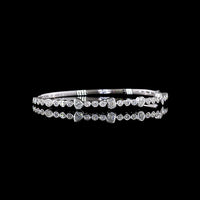 14K White Gold Mixed Shape Bangle Bracelet with Bezel Set Marquise, Pear, and Round Lab Diamonds - 1.52 Carats Total Diamond Weight - Covaloro Fine Jewelry