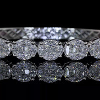 14K White Gold Mixed Shape Bangle Bracelet with Marquise, Princess, and Round Lab Diamonds - 3.66 Carats Total Diamond Weight - Covaloro Fine Jewelry
