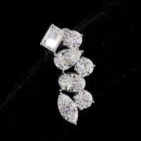 14K White Gold Mixed Shape Crawler Earrings with Emerald, Pear, Oval, Marquise & Brilliant Cut Lab Diamonds - 5.98 Carats Total Diamond Weight - Covaloro Fine Jewelry