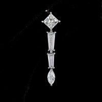 14K White Gold Mixed Shape Dangle Earrings with Princess, Tapered Baguette, and Marquise Lab Diamonds - 4.66 Total Carat Weight - Covaloro Fine Jewelry