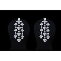14K White Gold Mixed Shape Diamond Chandelier Earrings - Pear, Marquise, and Round Lab Grown Diamonds - 15.30 Carat Total Diamond Weight - Covaloro Fine Jewelry