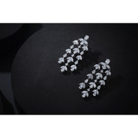 14K White Gold Mixed Shape Diamond Chandelier Earrings - Pear, Marquise, and Round Lab Grown Diamonds - 15.30 Carat Total Diamond Weight - Covaloro Fine Jewelry
