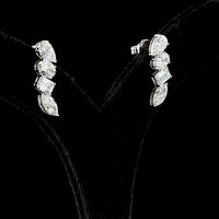 14K White Gold Mixed Shape Diamond Crawler Earrings with Pear, Oval, Emerald, and Marquise Cut Lab Diamonds - 4.10 Carat Total Diamond Weight - Covaloro Fine Jewelry