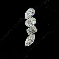 14K White Gold Mixed Shape Diamond Crawler Earrings with Pear, Oval, Emerald, and Marquise Cut Lab Diamonds - 4.10 Carat Total Diamond Weight - Covaloro Fine Jewelry