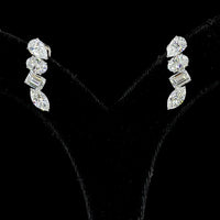 14K White Gold Mixed Shape Diamond Crawler Earrings with Pear, Oval, Emerald, and Marquise Cut Lab Diamonds - 4.10 Carat Total Diamond Weight - Covaloro Fine Jewelry