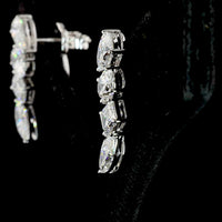 14K White Gold Mixed Shape Diamond Crawler Earrings with Pear, Oval, Emerald, and Marquise Cut Lab Diamonds - 4.10 Carat Total Diamond Weight - Covaloro Fine Jewelry