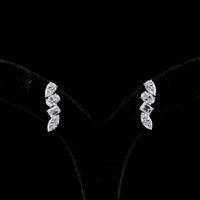 14K White Gold Mixed Shape Diamond Crawler Earrings with Pear, Oval, Rectangular, and Marquise Cut Lab-Grown Diamonds - 4.13 Carat Total Weight - Covaloro Fine Jewelry