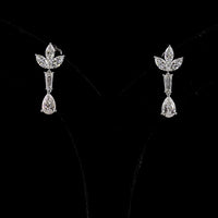 14K White Gold Mixed Shape Drop Earrings with Marquise, Tapered Baguette, and Pear Lab Diamonds - 3.00 Carats Total Diamond Weight - Covaloro Fine Jewelry