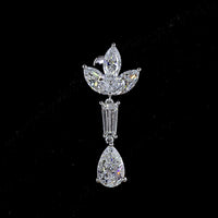 14K White Gold Mixed Shape Drop Earrings with Marquise, Tapered Baguette, and Pear Lab Diamonds - 3.00 Carats Total Diamond Weight - Covaloro Fine Jewelry