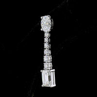 14K White Gold Mixed Shape Drop Earrings with Oval, Round, and Emerald Cut Lab Diamonds - 5.06 Carats Total Diamond Weight - Covaloro Fine Jewelry