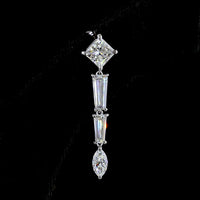 14K White Gold Mixed Shape Drop Earrings with Princess, Baguette, and Marquise Cut Lab Diamonds - 4.60 Carats Total Diamond Weight - Covaloro Fine Jewelry