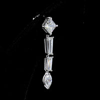 14K White Gold Mixed Shape Drop Earrings with Princess, Baguette, and Marquise Cut Lab Diamonds - 4.60 Carats Total Diamond Weight - Covaloro Fine Jewelry