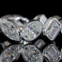 14K White Gold Mixed Shape Eternity Band with Bezel Set Pear, Emerald, and Oval Lab Diamonds - 3.50 Carats Total Diamond Weight - Covaloro Fine Jewelry