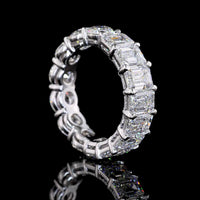 14K White Gold Mixed Shape Eternity Band with Emerald and Brilliant Cut Lab Diamonds - 8.20 Carats Total Diamond Weight - Covaloro Fine Jewelry