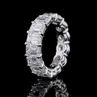 14K White Gold Mixed Shape Eternity Band with Emerald and Brilliant Cut Lab Diamonds - 8.20 Carats Total Diamond Weight - Covaloro Fine Jewelry