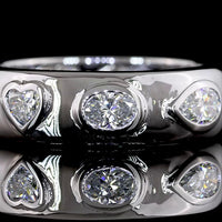 14K White Gold Mixed Shape Eternity Band with Flush Set Oval, Heart, and Pear Lab Diamonds - 1.68 Carats Total Diamond Weight - Covaloro Fine Jewelry