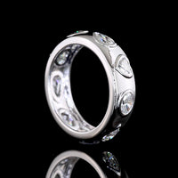 14K White Gold Mixed Shape Eternity Band with Flush Set Oval, Heart, and Pear Lab Diamonds - 1.68 Carats Total Diamond Weight - Covaloro Fine Jewelry