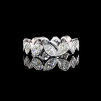14K White Gold Mixed Shape Eternity Band with Inclined Bezel Set Oval, Pear, Marquise, and Emerald Cut Lab Diamonds - 2.78 Carats Total Diamond Weight - Covaloro Fine Jewelry