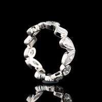 14K White Gold Mixed Shape Eternity Band with Inclined Bezel Set Oval, Pear, Marquise, and Emerald Cut Lab Diamonds - 2.78 Carats Total Diamond Weight - Covaloro Fine Jewelry