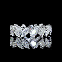 14K White Gold Mixed Shape Eternity Band with Marquise, Emerald, and Pear Cut Lab-Grown Diamonds - 2.91 Carat Total Diamond Weight - Covaloro Fine Jewelry