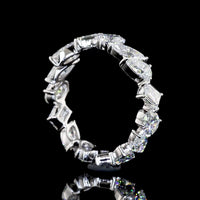 14K White Gold Mixed Shape Eternity Band with Oval, Pear, Marquise, and Emerald Cut Lab Diamonds - 2.96 Carats Total Diamond Weight - Covaloro Fine Jewelry