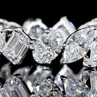 14K White Gold Mixed Shape Eternity Band with Oval, Pear, Marquise, and Emerald Cut Lab Diamonds - 2.96 Carats Total Diamond Weight - Covaloro Fine Jewelry