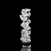 14K White Gold Mixed Shape Eternity Band with Oval, Pear, Marquise, and Emerald Cut Lab Diamonds - 2.96 Carats Total Diamond Weight - Covaloro Fine Jewelry