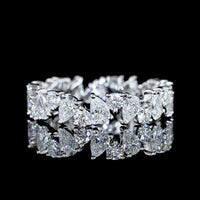 14K White Gold Mixed Shape Eternity Band with Pear and Round Lab-Grown Diamonds - 2.13 Carats Total Diamond Weight - Covaloro Fine Jewelry