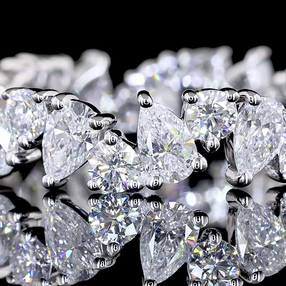14K White Gold Mixed Shape Eternity Band with Pear and Round Lab-Grown Diamonds - 2.13 Carats Total Diamond Weight - Covaloro Fine Jewelry