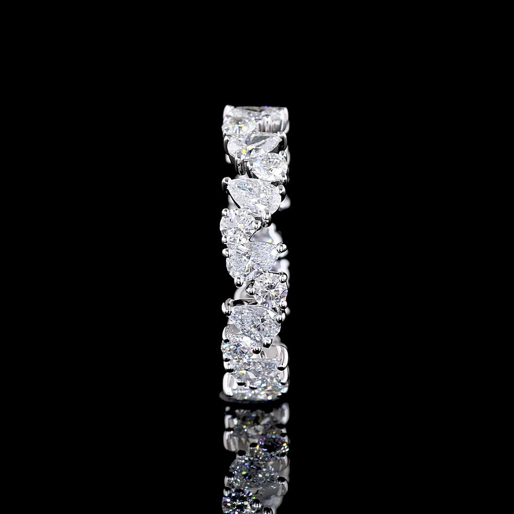 14K White Gold Mixed Shape Eternity Band with Pear and Round Lab-Grown Diamonds - 2.13 Carats Total Diamond Weight - Covaloro Fine Jewelry