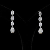 14K White Gold Mixed-Shape Hanging Drop Earrings with Bezel Set Lab Diamonds - 3.32 Carats Total Diamond Weight - Covaloro Fine Jewelry