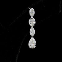 14K White Gold Mixed-Shape Hanging Drop Earrings with Bezel Set Lab Diamonds - 3.32 Carats Total Diamond Weight - Covaloro Fine Jewelry