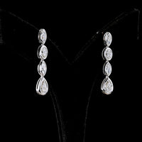 14K White Gold Mixed-Shape Hanging Drop Earrings with Bezel Set Lab Diamonds - 3.32 Carats Total Diamond Weight - Covaloro Fine Jewelry