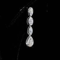 14K White Gold Mixed-Shape Hanging Drop Earrings with Bezel Set Lab Diamonds - 3.32 Carats Total Diamond Weight - Covaloro Fine Jewelry