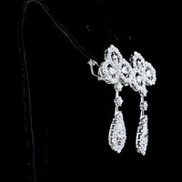 14K White Gold Mixed Shape Hanging Drop Earrings with Pear and Brilliant Cut Lab-Grown Diamonds - 6.84 Carats Total Diamond Weight - Covaloro Fine Jewelry